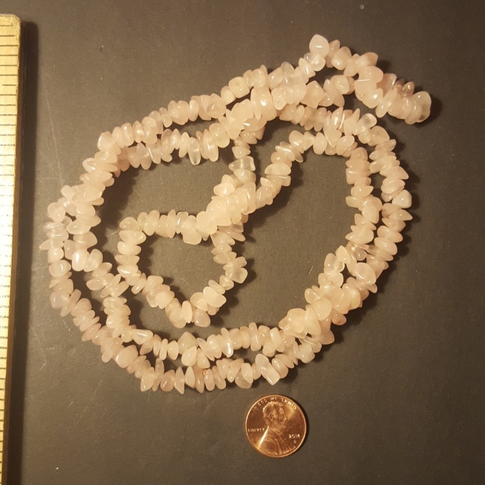 32 inch light pink quartz necklace